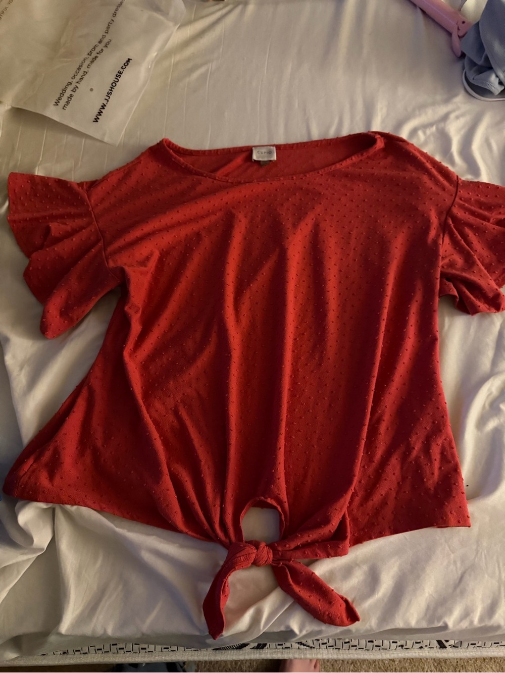 Women’s Dark Pink Tie-Front Eyelet Top